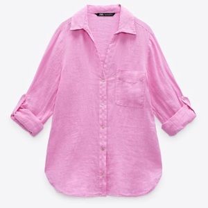 Nwt zara pink basic linen shirt